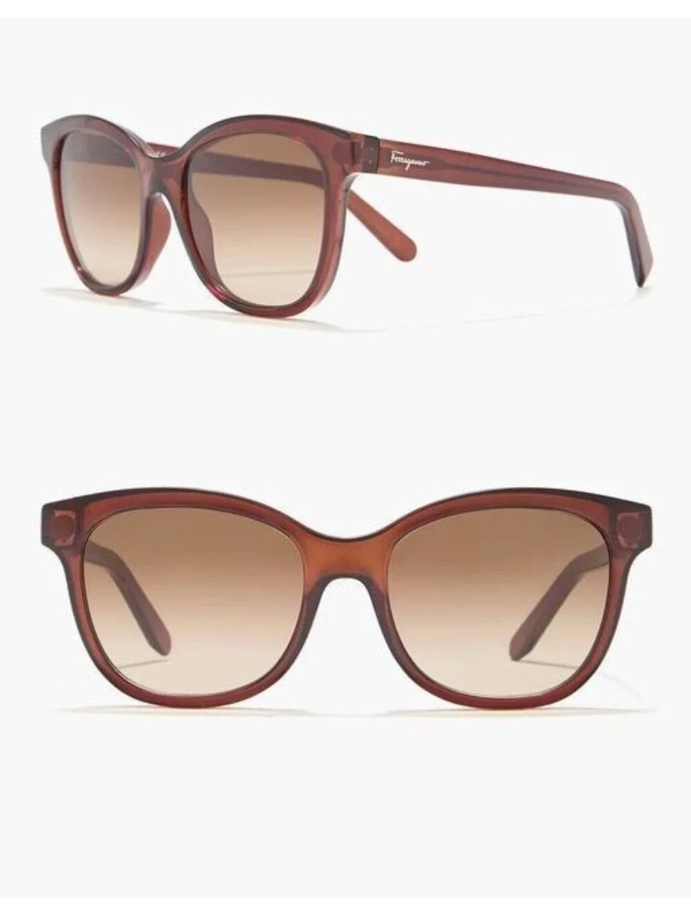 New FERRAGAMO Sunglasses SF834S 210, Crystal Brown, Authentic Italy